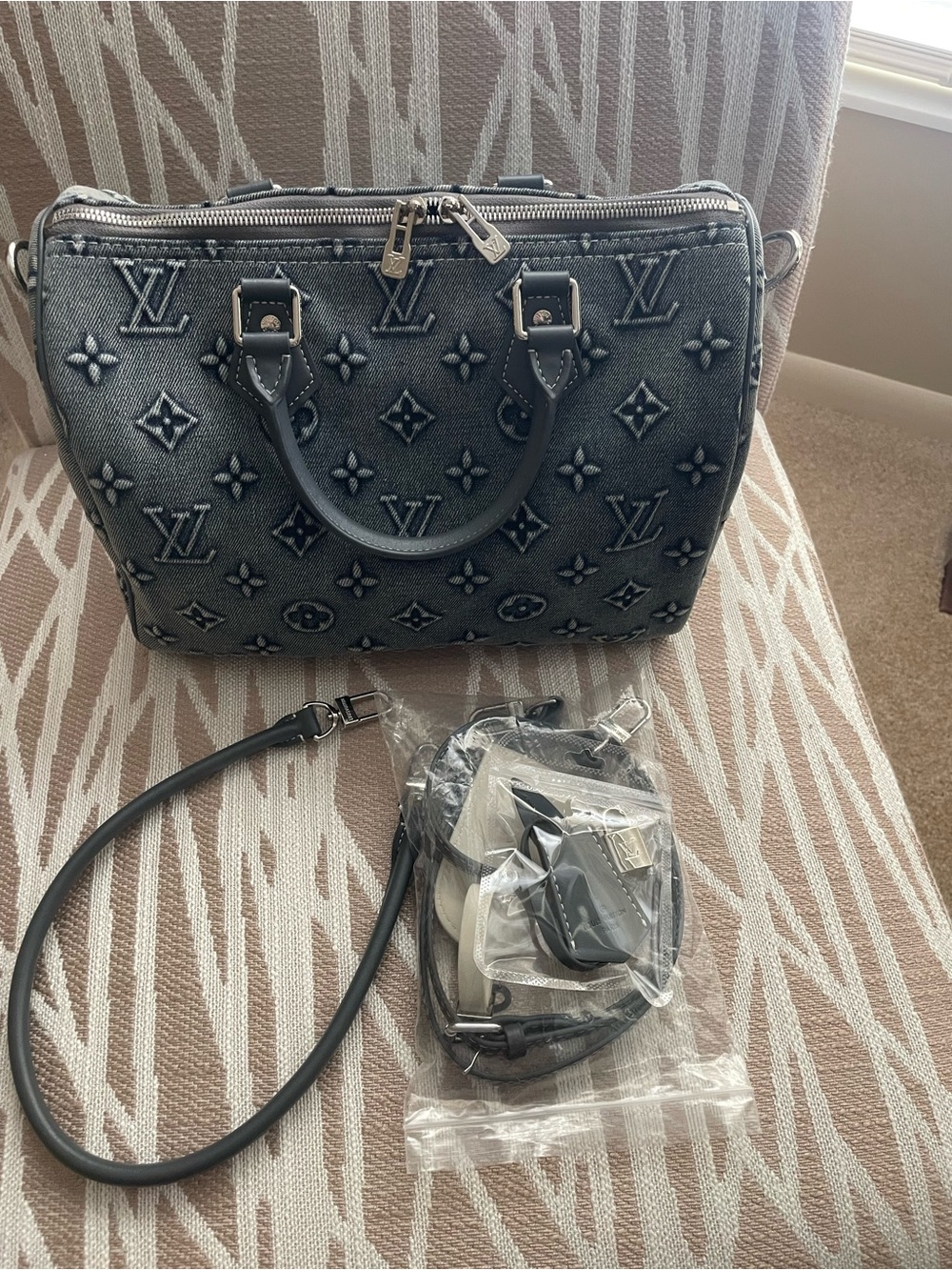 Denim Monogrammed Satchel